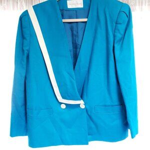 Unique 80's Vintage Women's Turquoise Button Front Blazer Michelle Stuart M